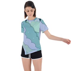 Winter Snow Mountains Nature Asymmetrical Short Sleeve Sports T-shirt by Pakjumat