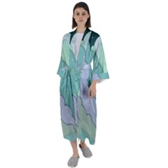 Winter Snow Mountains Nature Maxi Satin Kimono by Pakjumat