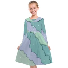 Winter Snow Mountains Nature Kids  Midi Sailor Dress by Pakjumat