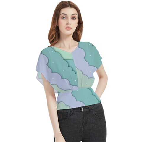 Winter Snow Mountains Nature Butterfly Chiffon Blouse by Pakjumat