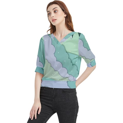 Winter Snow Mountains Nature Quarter Sleeve Blouse by Pakjumat