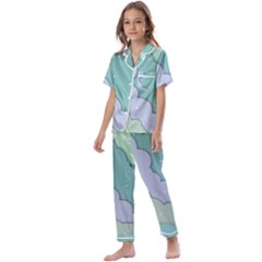 Winter Snow Mountains Nature Kids  Satin Short Sleeve Pajamas Set by Pakjumat