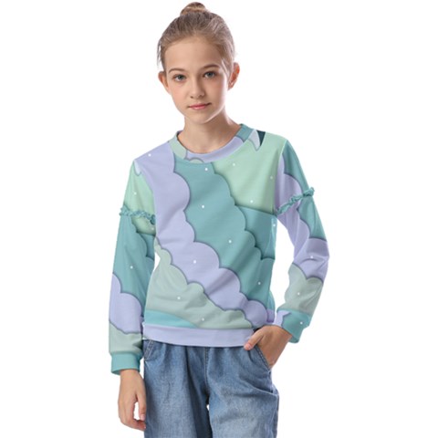 Winter Snow Mountains Nature Kids  Long Sleeve T-shirt With Frill  by Pakjumat