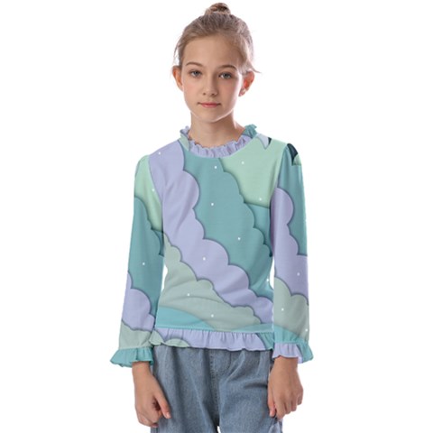 Winter Snow Mountains Nature Kids  Frill Detail T-shirt by Pakjumat