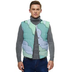 Winter Snow Mountains Nature Men s Button Up Puffer Vest	 by Pakjumat