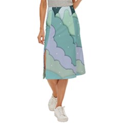 Winter Snow Mountains Nature Midi Panel Skirt by Pakjumat