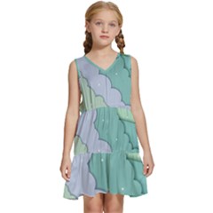 Winter Snow Mountains Nature Kids  Sleeveless Tiered Mini Dress by Pakjumat