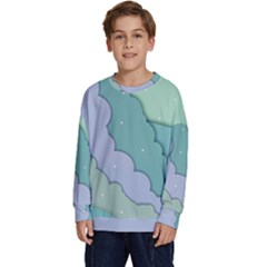 Winter Snow Mountains Nature Kids  Crewneck Sweatshirt by Pakjumat