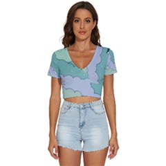 Winter Snow Mountains Nature V-neck Crop Top by Pakjumat