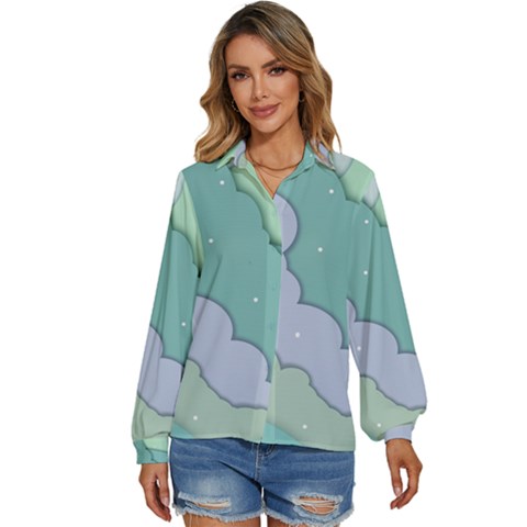 Winter Snow Mountains Nature Women s Long Sleeve Button Up Shirt by Pakjumat