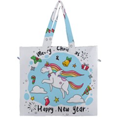 Merry Christmas Xmas Doodle Sketch Cartoon Unicorn Canvas Travel Bag by Pakjumat