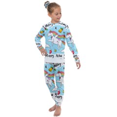 Merry Christmas Xmas Doodle Sketch Cartoon Unicorn Kids  Long Sleeve Set  by Pakjumat