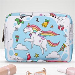 Merry Christmas Xmas Doodle Sketch Cartoon Unicorn Make Up Pouch (medium) by Pakjumat