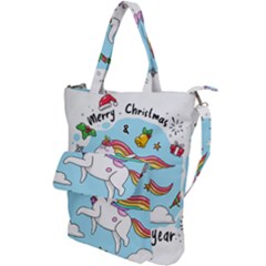 Merry Christmas Xmas Doodle Sketch Cartoon Unicorn Shoulder Tote Bag by Pakjumat