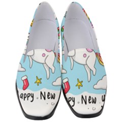 Merry Christmas Xmas Doodle Sketch Cartoon Unicorn Women s Classic Loafer Heels by Pakjumat