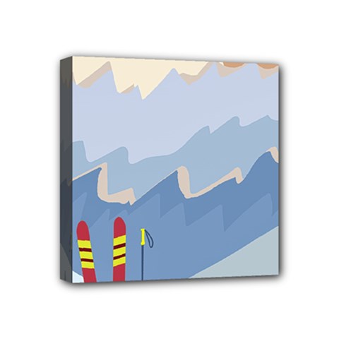 Winter Sports Ski Winter Snow Mini Canvas 4  X 4  (stretched) by Pakjumat