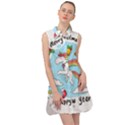 Merry Christmas Xmas Doodle Sketch Cartoon Unicorn Sleeveless Shirt Dress View1