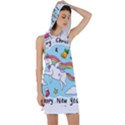 Merry Christmas Xmas Doodle Sketch Cartoon Unicorn Racer Back Hoodie Dress View1