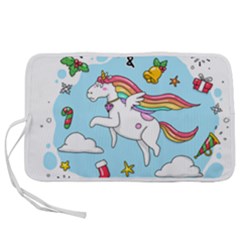 Merry Christmas Xmas Doodle Sketch Cartoon Unicorn Pen Storage Case (l) by Pakjumat