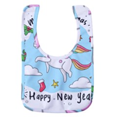 Merry Christmas Xmas Doodle Sketch Cartoon Unicorn Baby Bib by Pakjumat