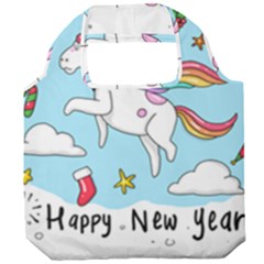 Merry Christmas Xmas Doodle Sketch Cartoon Unicorn Foldable Grocery Recycle Bag by Pakjumat