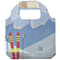 Winter Sports Ski Winter Snow Foldable Grocery Recycle Bag by Pakjumat