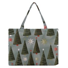 Christmas Trees Pattern Wallpaper Zipper Medium Tote Bag by Pakjumat