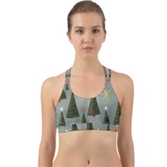 Christmas Trees Pattern Wallpaper Back Web Sports Bra by Pakjumat