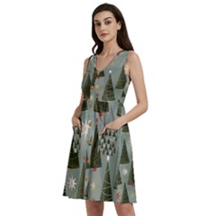 Christmas Trees Pattern Wallpaper Sleeveless Dress With Pocket by Pakjumat