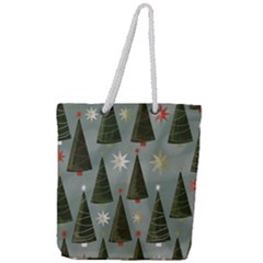 Christmas Trees Pattern Wallpaper Full Print Rope Handle Tote (large) by Pakjumat