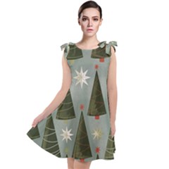 Christmas Trees Pattern Wallpaper Tie Up Tunic Dress by Pakjumat