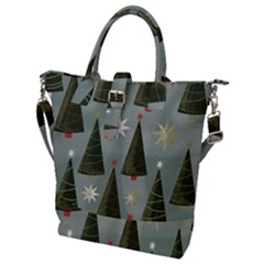 Christmas Trees Pattern Wallpaper Buckle Top Tote Bag by Pakjumat