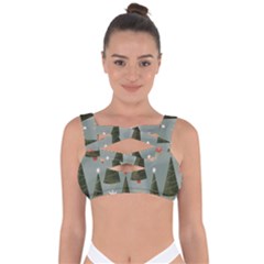 Christmas Trees Pattern Wallpaper Bandaged Up Bikini Top by Pakjumat