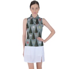 Christmas Trees Pattern Wallpaper Women s Sleeveless Polo T-shirt by Pakjumat