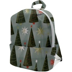 Christmas Trees Pattern Wallpaper Zip Up Backpack by Pakjumat