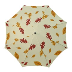 Leaves Autumn Fall Background Golf Umbrellas by Pakjumat