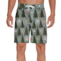 Christmas Trees Pattern Wallpaper Men s Beach Shorts