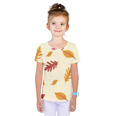 Leaves Autumn Fall Background Kids  One Piece T-shirt by Pakjumat