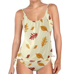 Leaves Autumn Fall Background Tankini Set by Pakjumat