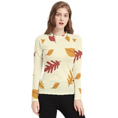 Leaves Autumn Fall Background Women s Long Sleeve Rash Guard by Pakjumat