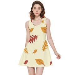 Leaves Autumn Fall Background Inside Out Reversible Sleeveless Dress by Pakjumat