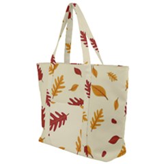 Leaves Autumn Fall Background Zip Up Canvas Bag by Pakjumat