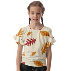 Leaves Autumn Fall Background Kids  Cut Out Flutter Sleeves by Pakjumat