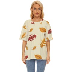 Leaves Autumn Fall Background Oversized Basic T-shirt by Pakjumat