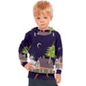 House Tree Man Moon Night Stars Kids  Hooded Pullover View1