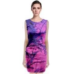 Fir Sunset Frost Snow Sleeveless Velvet Midi Dress by Pakjumat