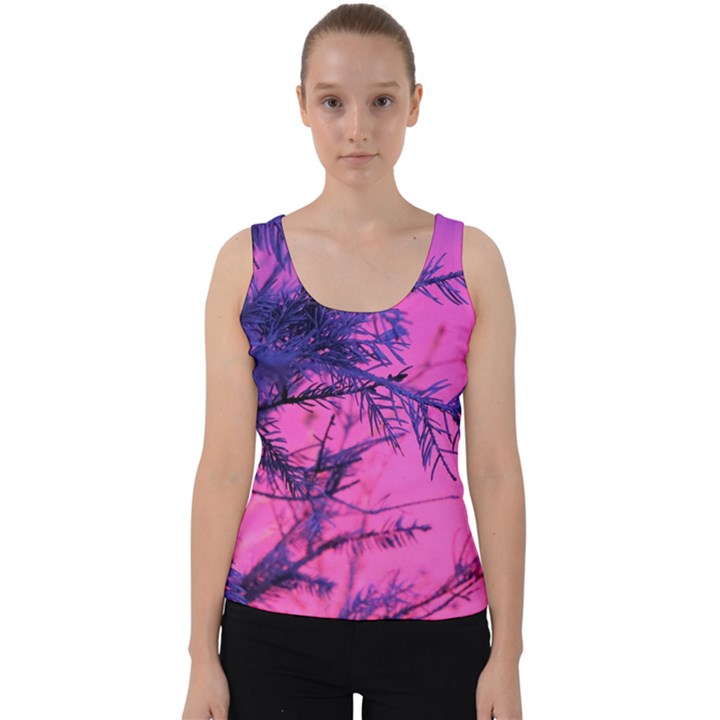 Fir Sunset Frost Snow Velvet Tank Top