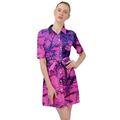 Fir Sunset Frost Snow Belted Shirt Dress by Pakjumat