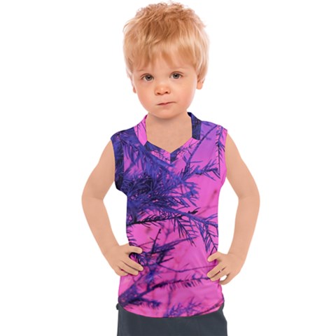 Fir Sunset Frost Snow Kids  Sport Tank Top by Pakjumat