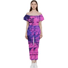 Fir Sunset Frost Snow Bardot Ruffle Jumpsuit